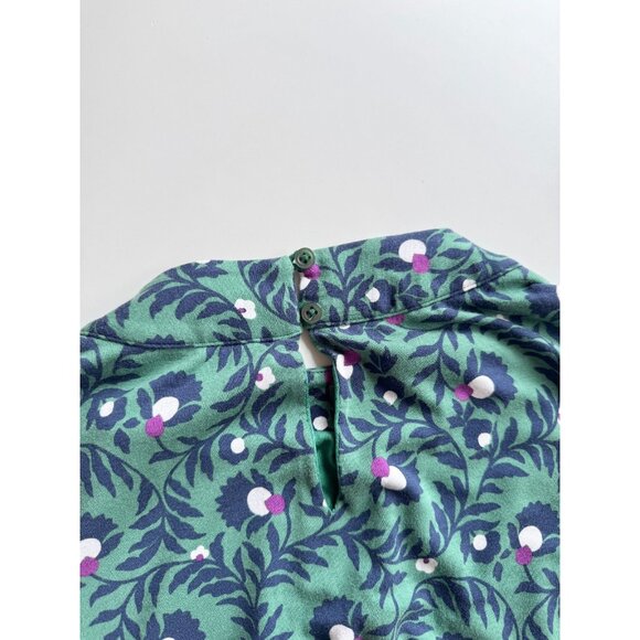 BODEN Flora Green Navy Floral Jersey Belted Puff Sleeve Midi Dress, Size 12 - Picture 12 of 15